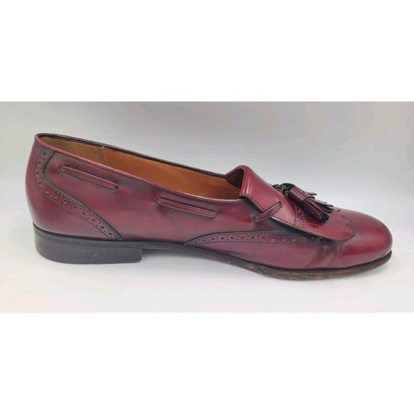 SALVATORE FERRAGAMO Tassel Loafers Mens‎ 10 B Dress Shoes Wingtip Burgundy